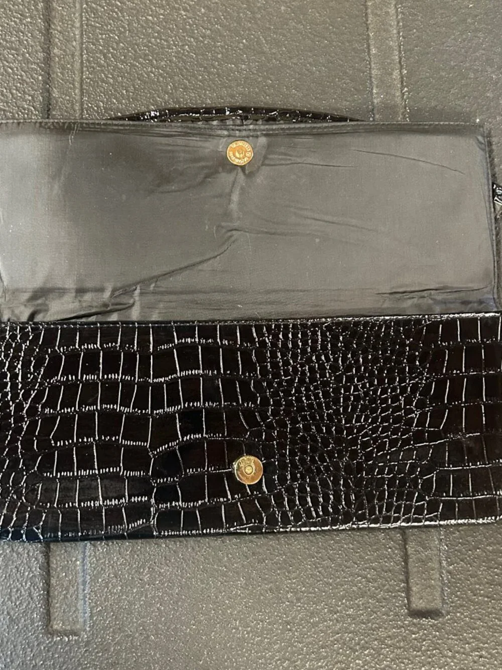 Giannini Black Croc-Embossed Faux Leather Clutch